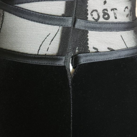 Vintage Black Velvet Mesh Panel Sleeveless Long Special Occasion Dress - Picture 8 of 12